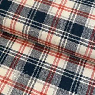 Bomullstyg YARN DYED BRUSHED Check Mia navy