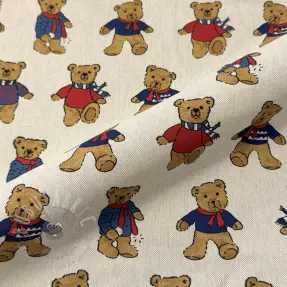 Dekorationstyg Linenlook Teddy Bear Cosy digital print