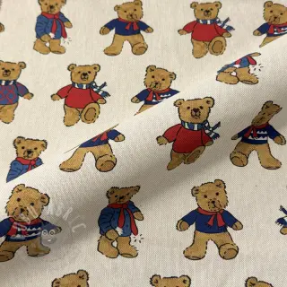 Dekorationstyg Linenlook Teddy Bear Cosy digital print