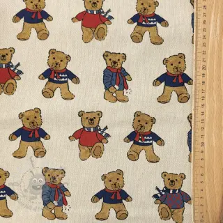 Dekorationstyg Linenlook Teddy Bear Cosy digital print