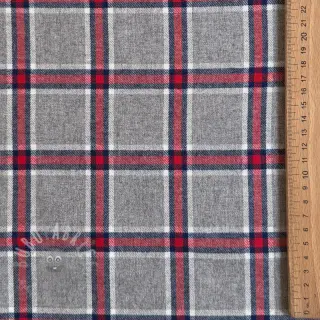 Bomullstyg YARN DYED BRUSHED Check Dara grey