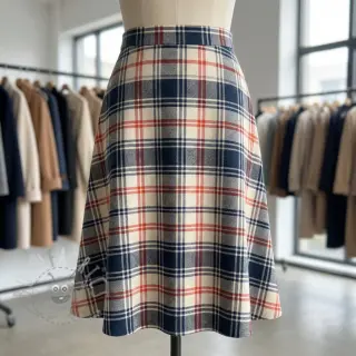 Bomullstyg YARN DYED BRUSHED Check Mia navy