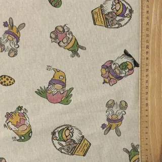 Dekoračná látka Linenlook Tomte Easter Egg digital print