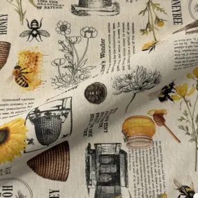 Dekoračná látka Linenlook Bee Honey Recipe digital print