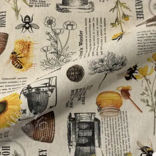 Dekorationstyg Linenlook Bee Honey Recipe digital print