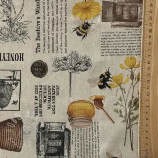 Dekorationstyg Linenlook Bee Honey Recipe digital print