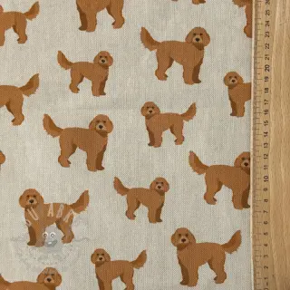 Dekorationstyg Linenlook Labradoodle Dog Love digital print