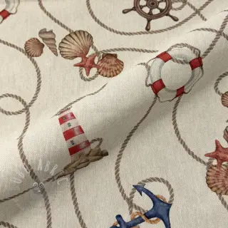 Dekorationstyg Linenlook Maritime Rope Mix digital print