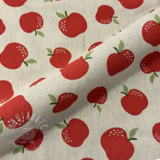 Dekorationstyg Linenlook premium Apple Happy Joy