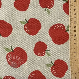 Dekorationstyg Linenlook premium Apple Happy Joy