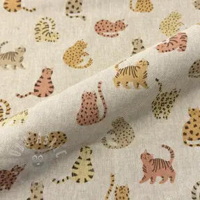 Dekorationstyg Linenlook premium Cute Wild Cat