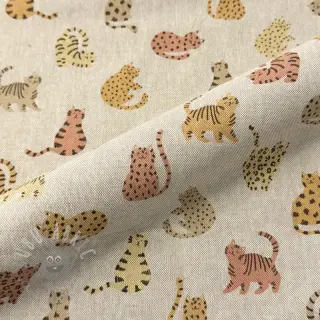 Dekorationstyg Linenlook premium Cute Wild Cat
