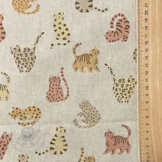 Dekorationstyg Linenlook premium Cute Wild Cat