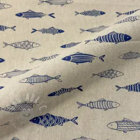 Dekorationstyg Linenlook premium Fish Swimming School