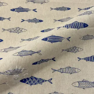 Dekorationstyg Linenlook premium Fish Swimming School