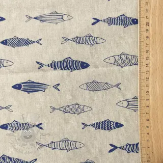 Dekorationstyg Linenlook premium Fish Swimming School