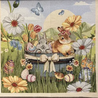 Dekoračná látka GOBELIN PREMIUM Floral Easter Bunny PANEL