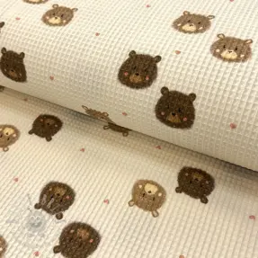 Bomull med vaffelbindning Bears digital print