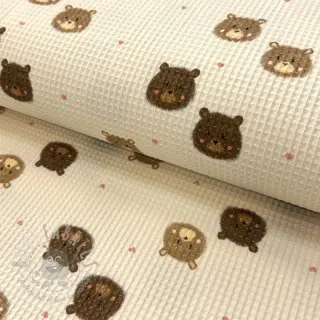 Bomull med vaffelbindning Bears digital print