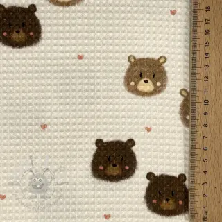 Bomull med vaffelbindning Bears digital print