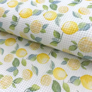 Bavlna s vaflovou väzbou Lemons digital print