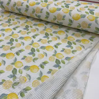 Bomull med vaffelbindning Lemons digital print