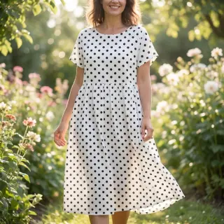 Viskóza RADIANCE Polka dot white