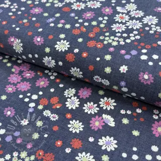 Bomullstyg JEANS Flowers