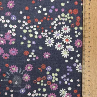 Bomullstyg JEANS Flowers
