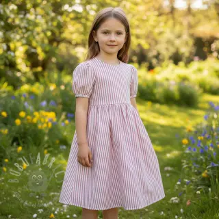 Dubbelgasväv/muslin YARN DYED Summer stripe rose
