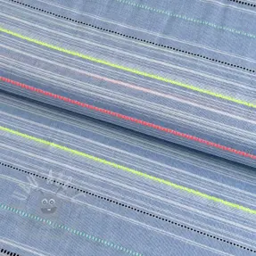 Bomullstyg YARN DYED NEON Stripe summer