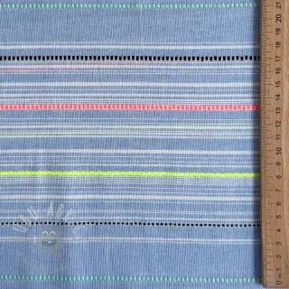 Bomullstyg YARN DYED NEON Stripe summer