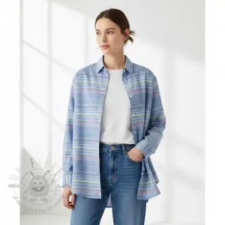 Bomullstyg YARN DYED NEON Stripe summer