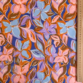 Bomullstyg VISCOSE Flowers dark petrol