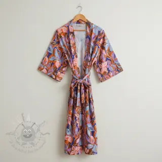 Bomullstyg VISCOSE Flowers dark petrol