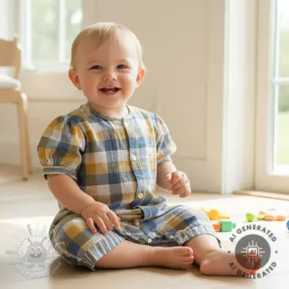 Dubbelgasväv/muslin DOUBLE SIDED Summer Check