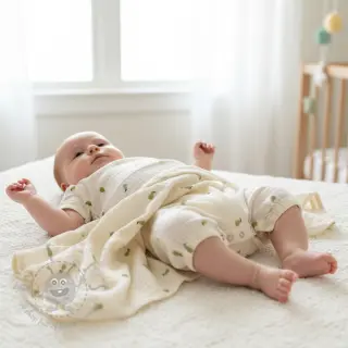 Dubbelgasväv/muslin EMBROIDERY Fruit green SIMPLY NATURAL