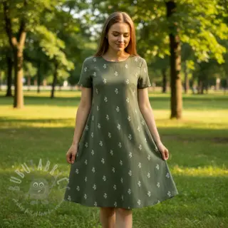 Dubbelgasväv/muslin EMBROIDERY Cactus green