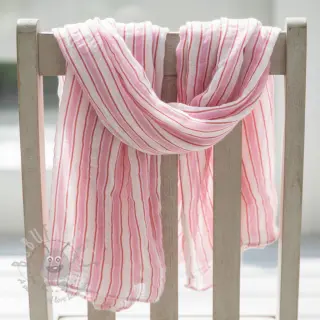 Dubbelgasväv/muslin YARN DYED Stripe in stripe pink
