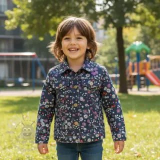 Bomullstyg JEANS Flowers