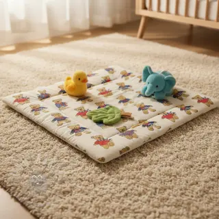 Dekorationstyg Linenlook Teddy Bear Cosy digital print