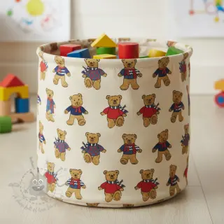 Dekorationstyg Linenlook Teddy Bear Cosy digital print