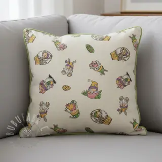 Dekorationstyg Linenlook Tomte Easter Egg digital print