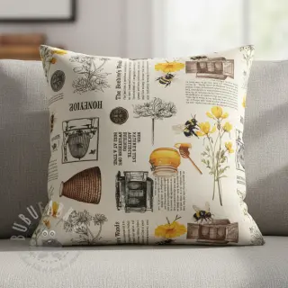 Dekorationstyg Linenlook Bee Honey Recipe digital print