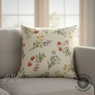 Dekorationstyg Linenlook Delicate Floral Field digital print