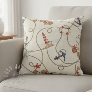 Dekorationstyg Linenlook Maritime Rope Mix digital print