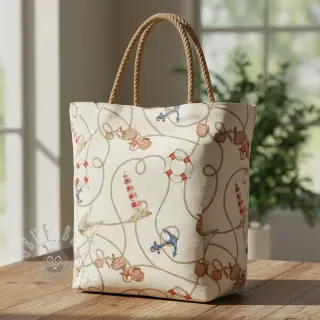 Dekorationstyg Linenlook Maritime Rope Mix digital print