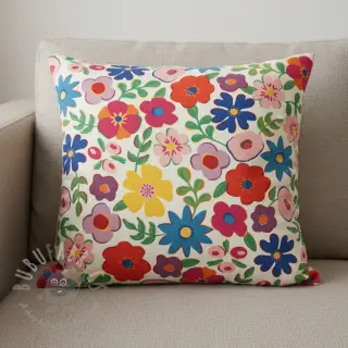 Dekorationstyg Linenlook Flower Fiesta Field digital print