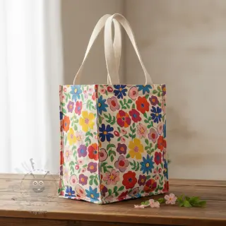 Dekorationstyg Linenlook Flower Fiesta Field digital print