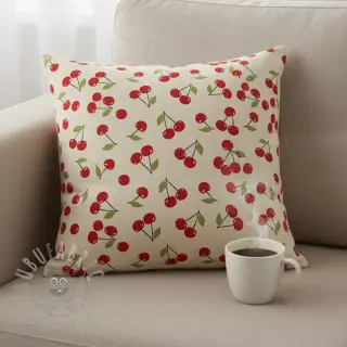 Dekorationstyg Linenlook premium Cherry Happy Joy